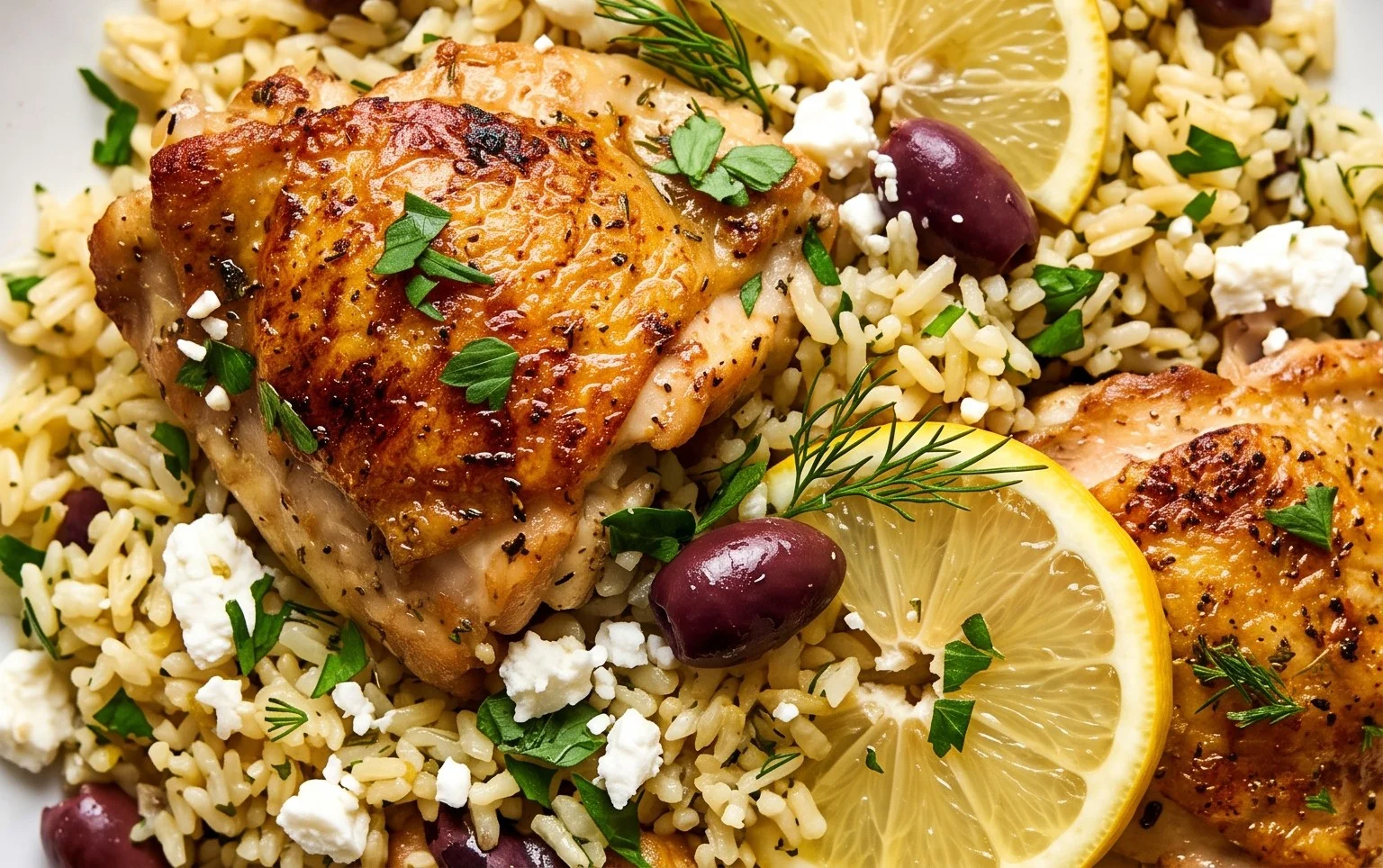Greek Chicken and Lemon Rice (30 Minutes, One-Pot)