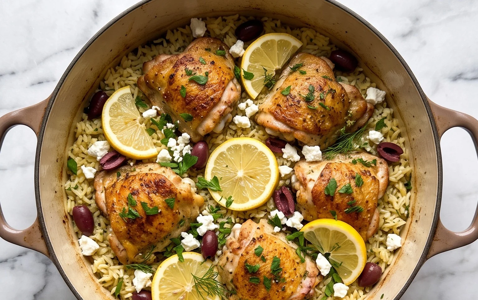 Greek Chicken and Lemon Rice (30 Minutes, One-Pot)