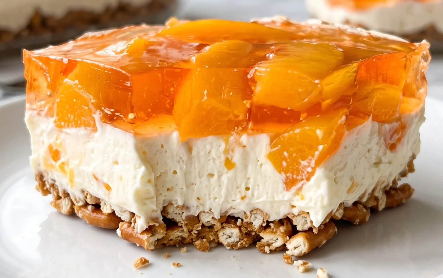 Peach Pretzel Salad Dessert