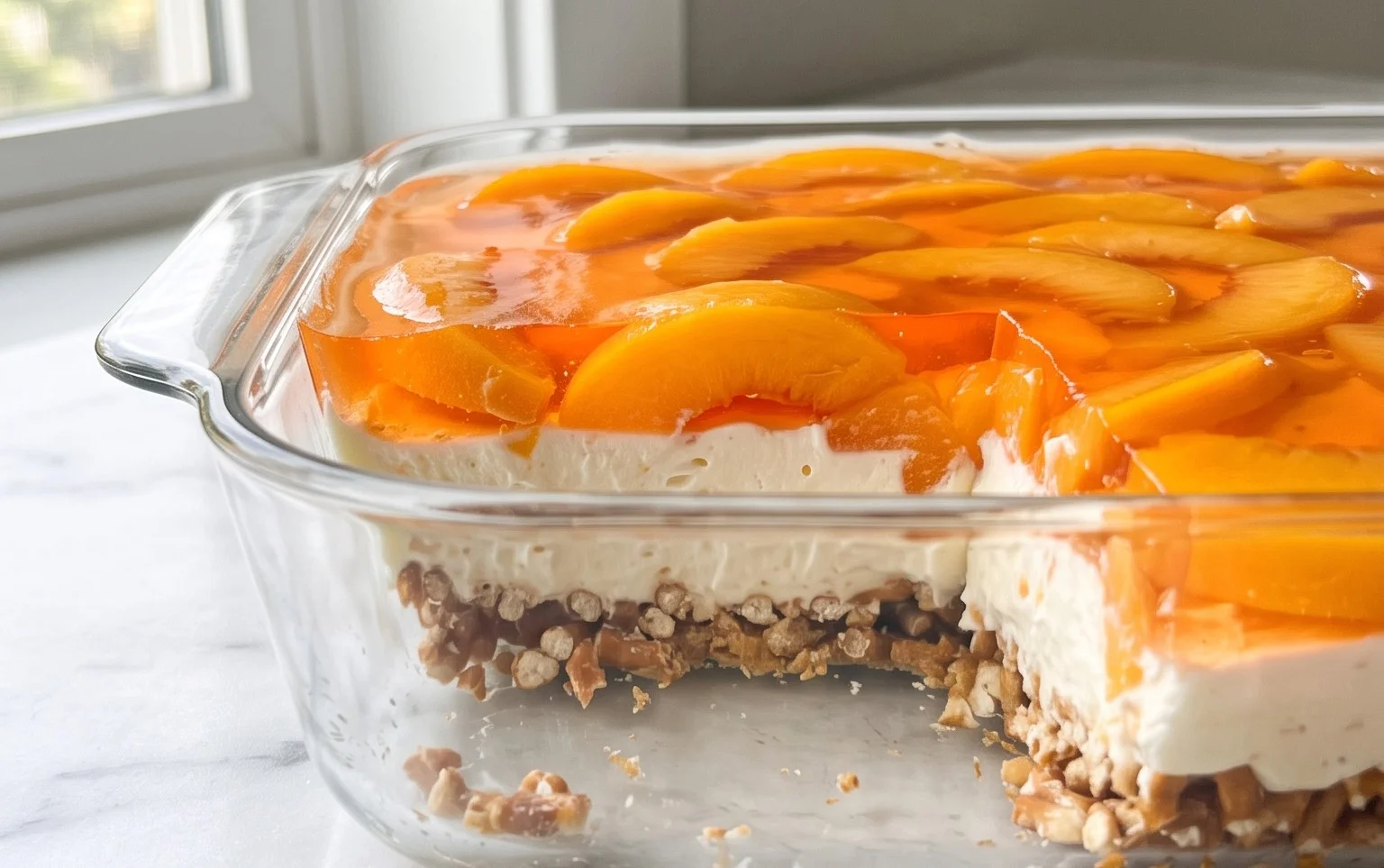 Peach Pretzel Salad Dessert