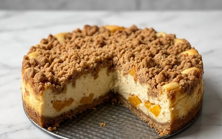 Peach Cream Cheese Cake with Streusel Topping