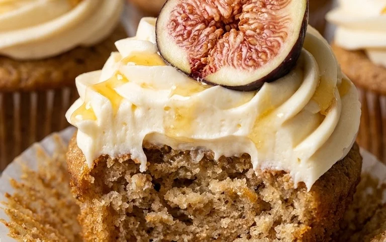 Fig Cupcakes with Honey Cream Cheese Frosting
