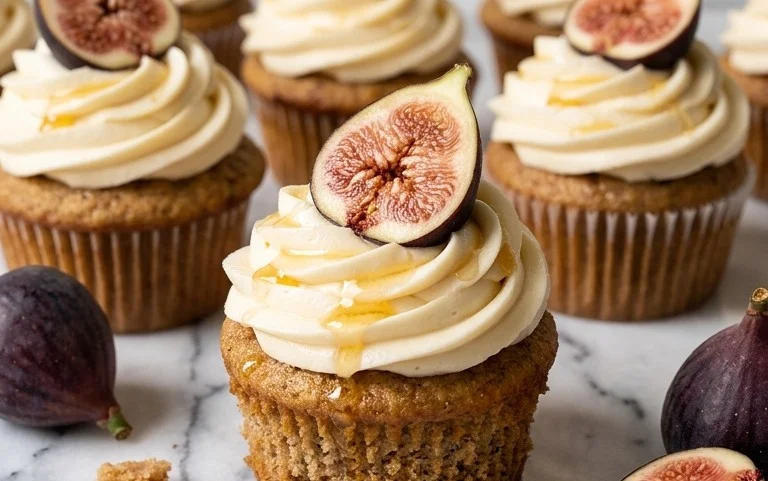 Fig Cupcakes with Honey Cream Cheese Frosting
