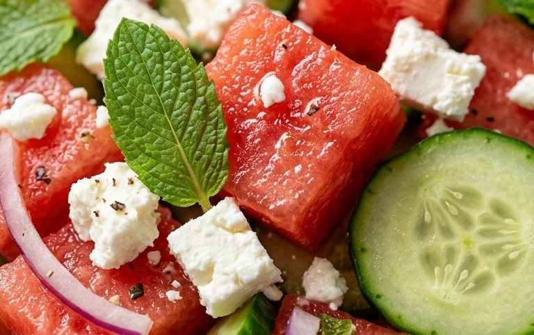 Watermelon Salad with Cucumber and Feta