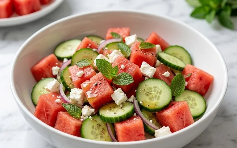 Watermelon Salad with Cucumber and Feta